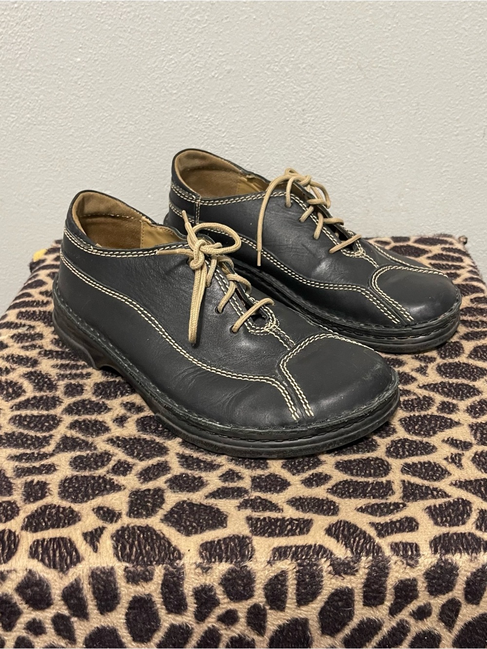 Birkenstock Vintage Lace Up Casual Shoes Black Leather Womens 41/L10